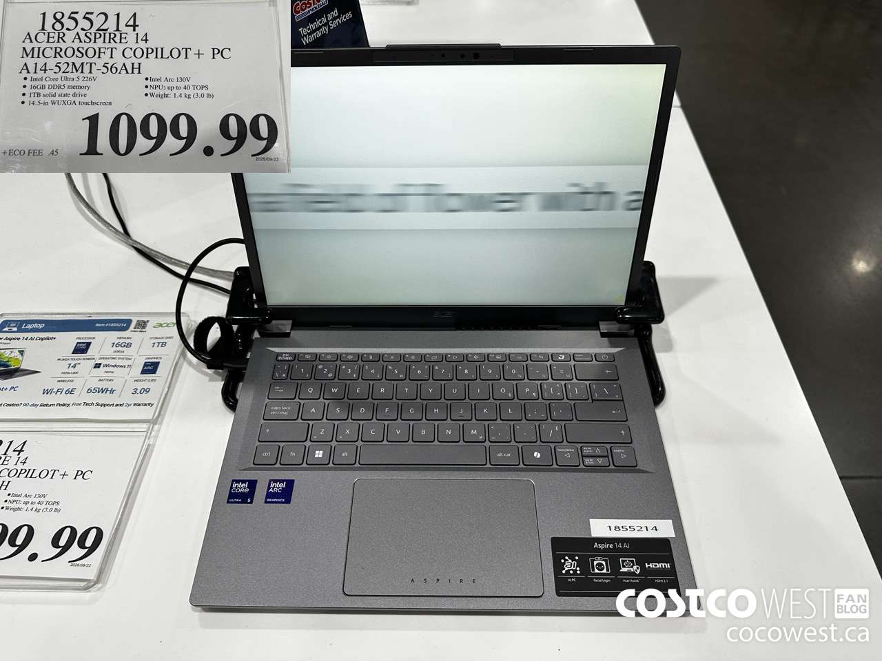 1855214 ACER ASPIRE 14 MICROSOFT COPILOT+ PC A14-52MT-56AH $1099.99