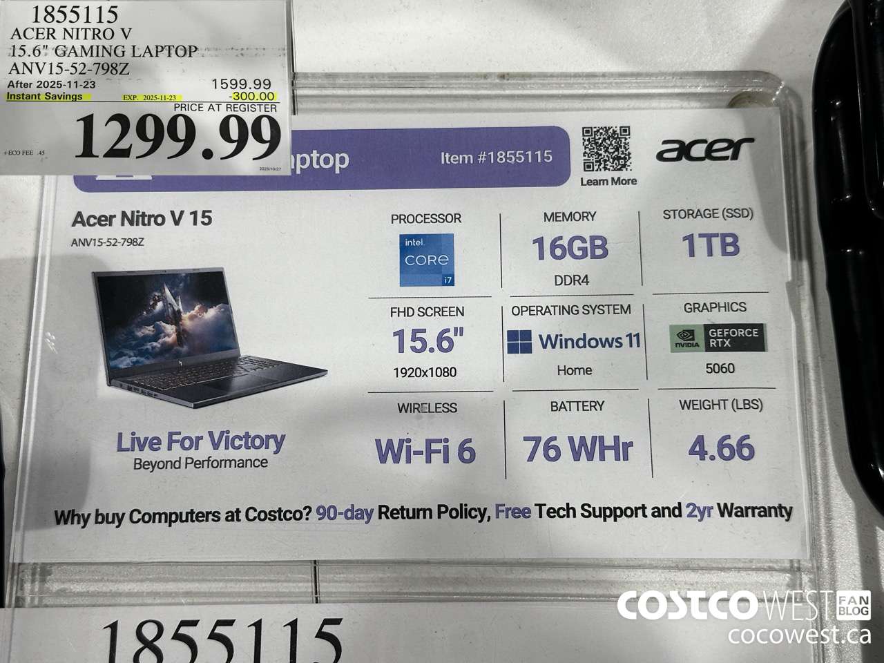 1855115 ACER NITRO V 15.6