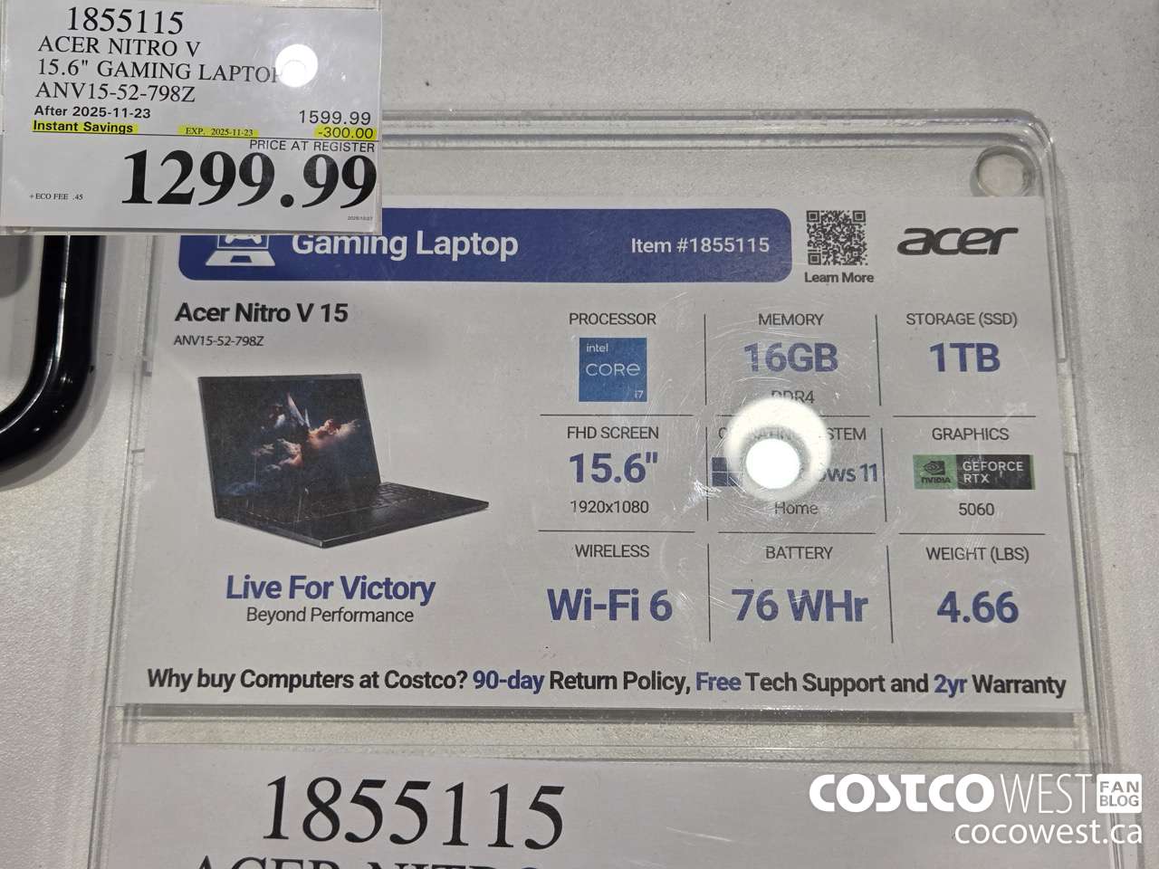 1855115 ACER NITRO V 15.6