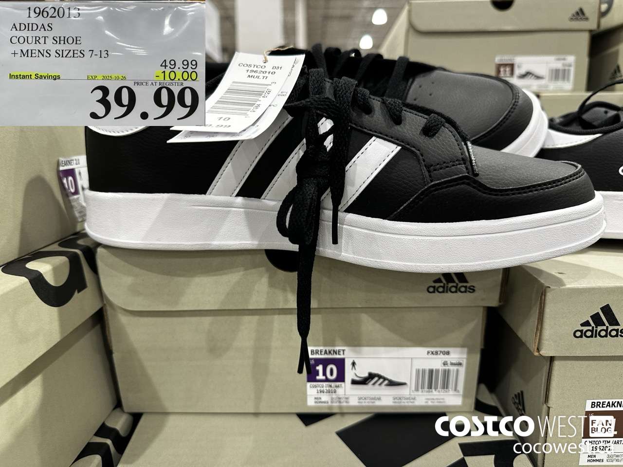 1962013 ADIDAS COURT SHOE MENS SIZES 7-13 ($10.00 INSTANT SAVINGS EXPIRES ON 2025-10-26) $39.99