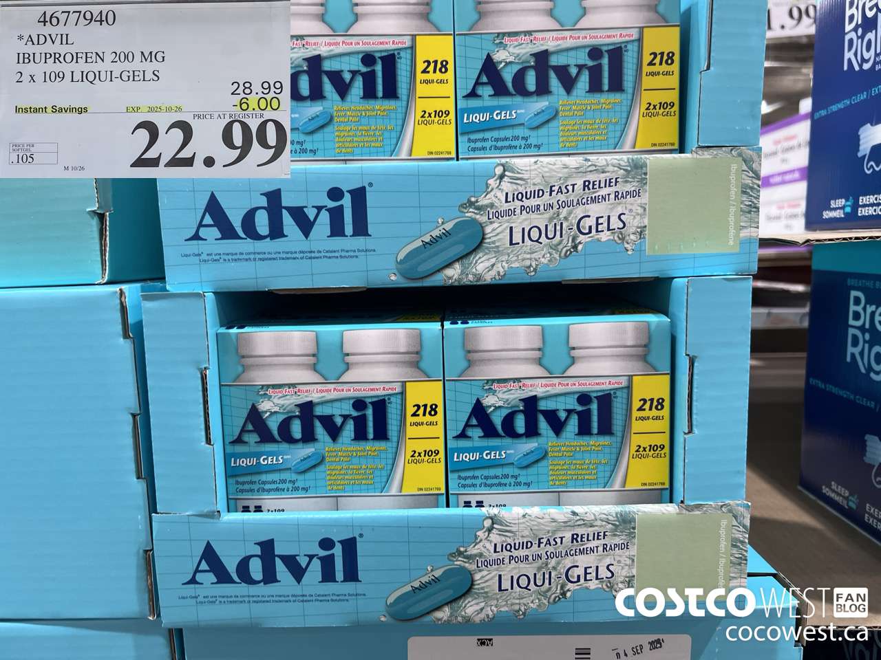 4677940 ADVIL IBUPROFEN 200MG 2 X 109 LIQUI-GELS ($6.00 INSTANT SAVINGS EXPIRES ON 2025-10-26) $22.99