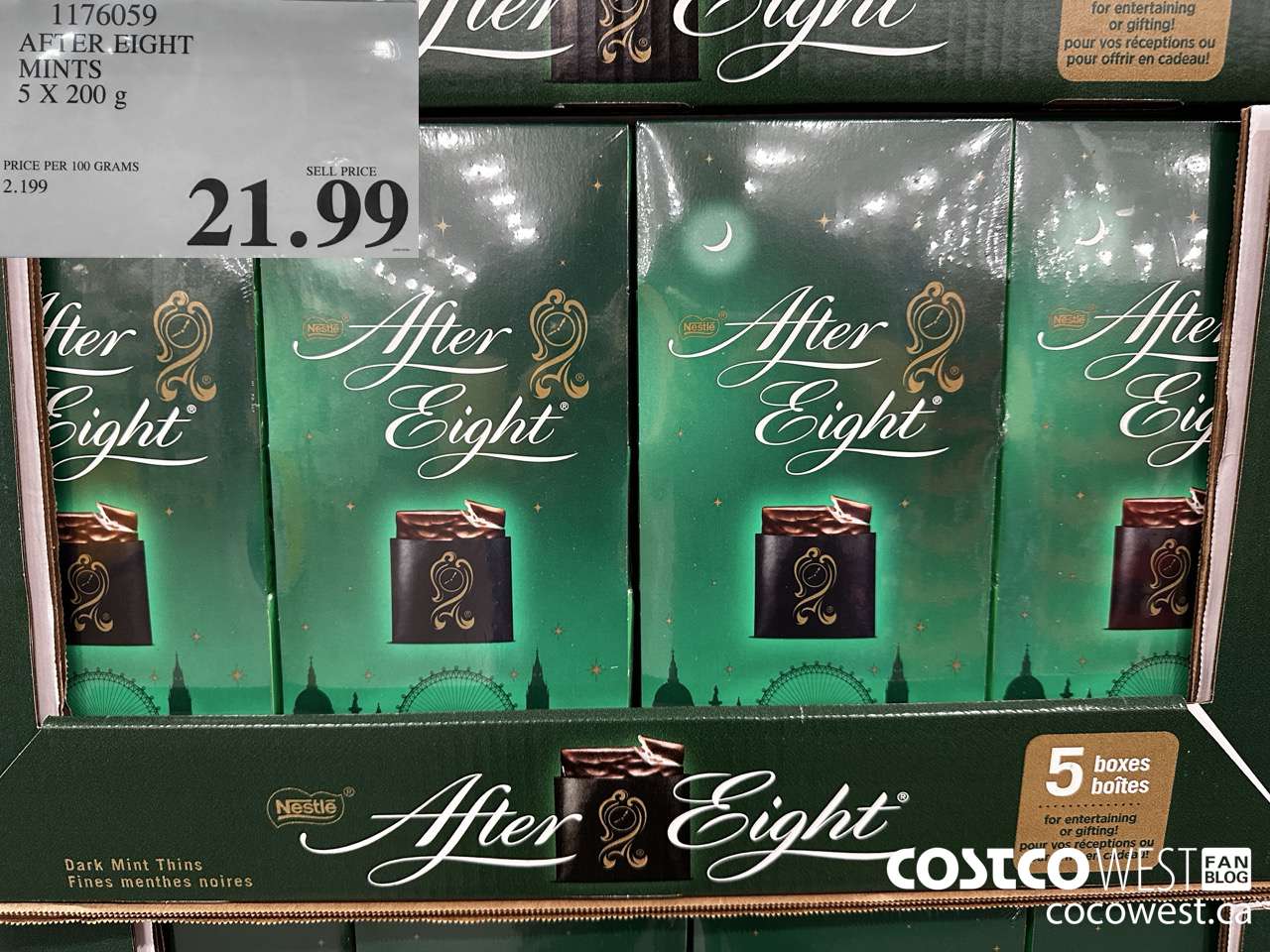 1176059 AFTER EIGHT MINTS 5 X 200G $21.99