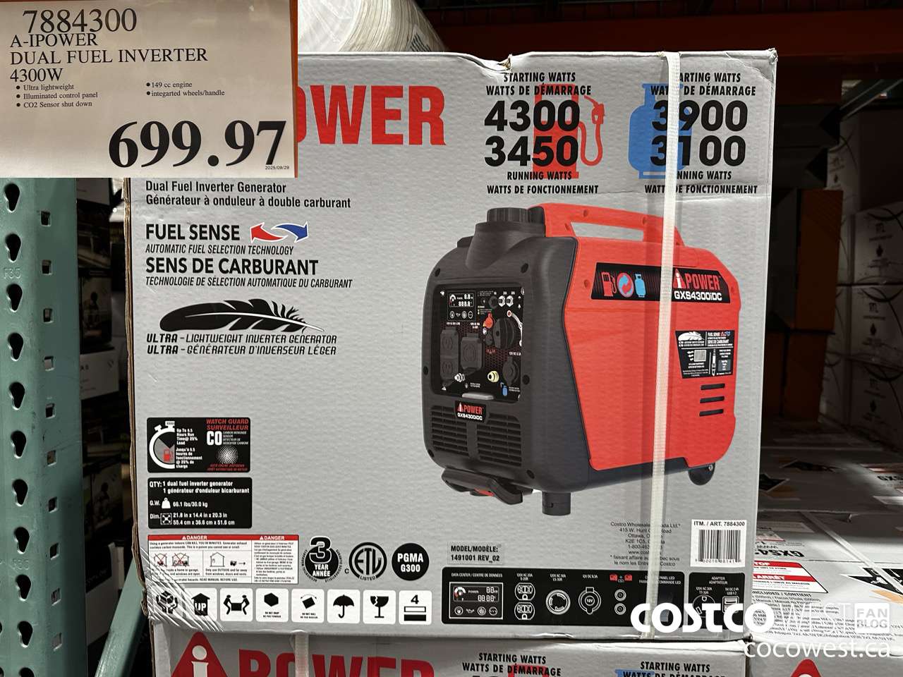 7884300 A-IPOWER DUAL FUEL INVERTER 4300W $699.97