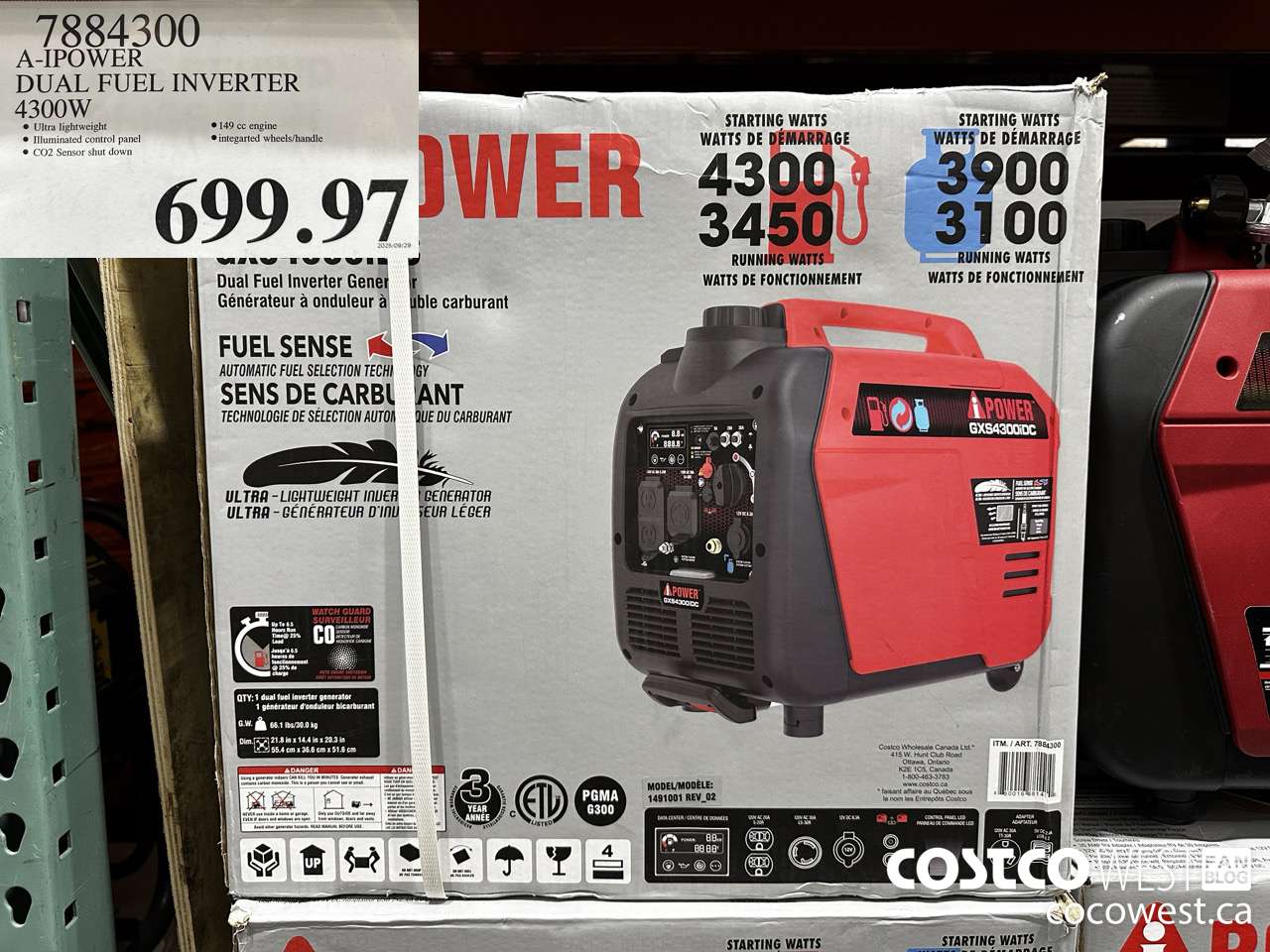 7884300 A-IPOWER DUAL FUEL INVERTER 4300W $699.97