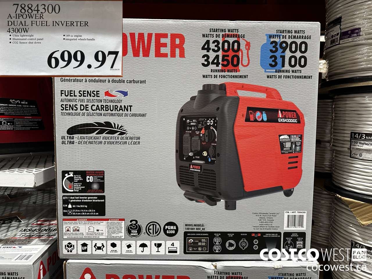 7884300 A-IPOWER DUAL FUEL INVERTER 4300W $699.97