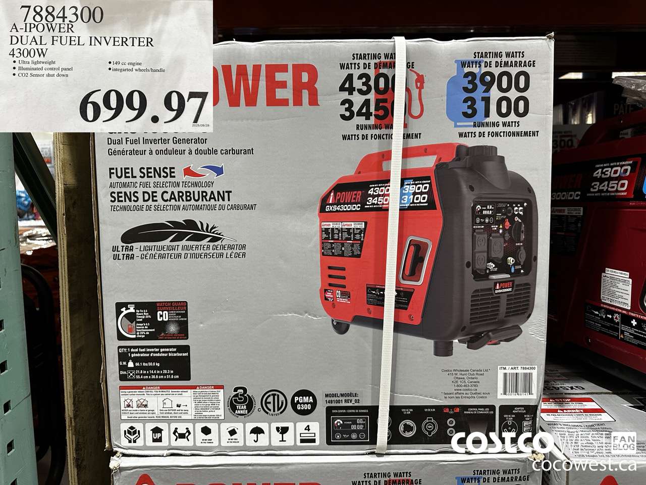 7884300 A-IPOWER DUAL FUEL INVERTER 4300W $699.97