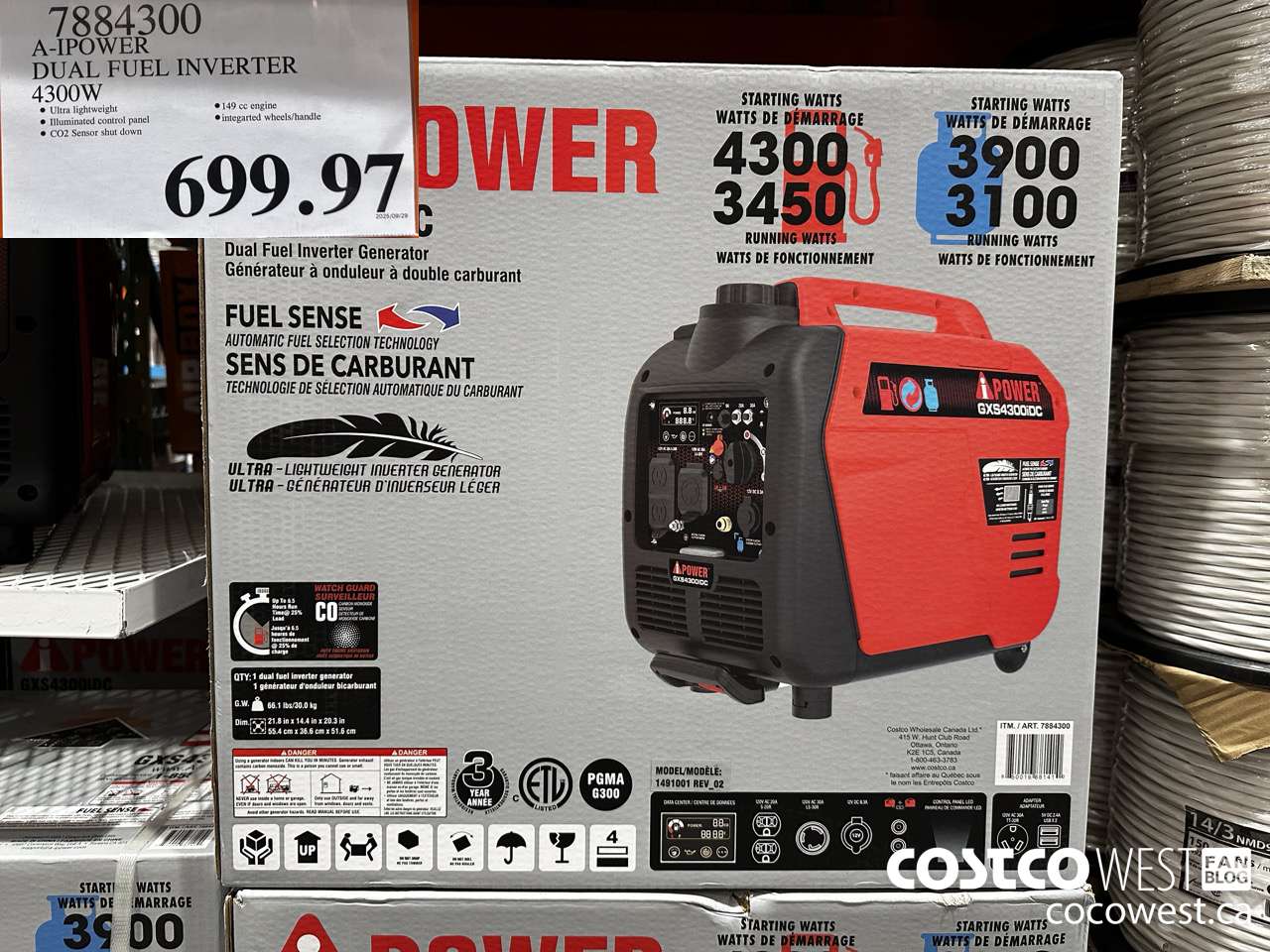 7884300 A-IPOWER DUAL FUEL INVERTER 4300W $699.97