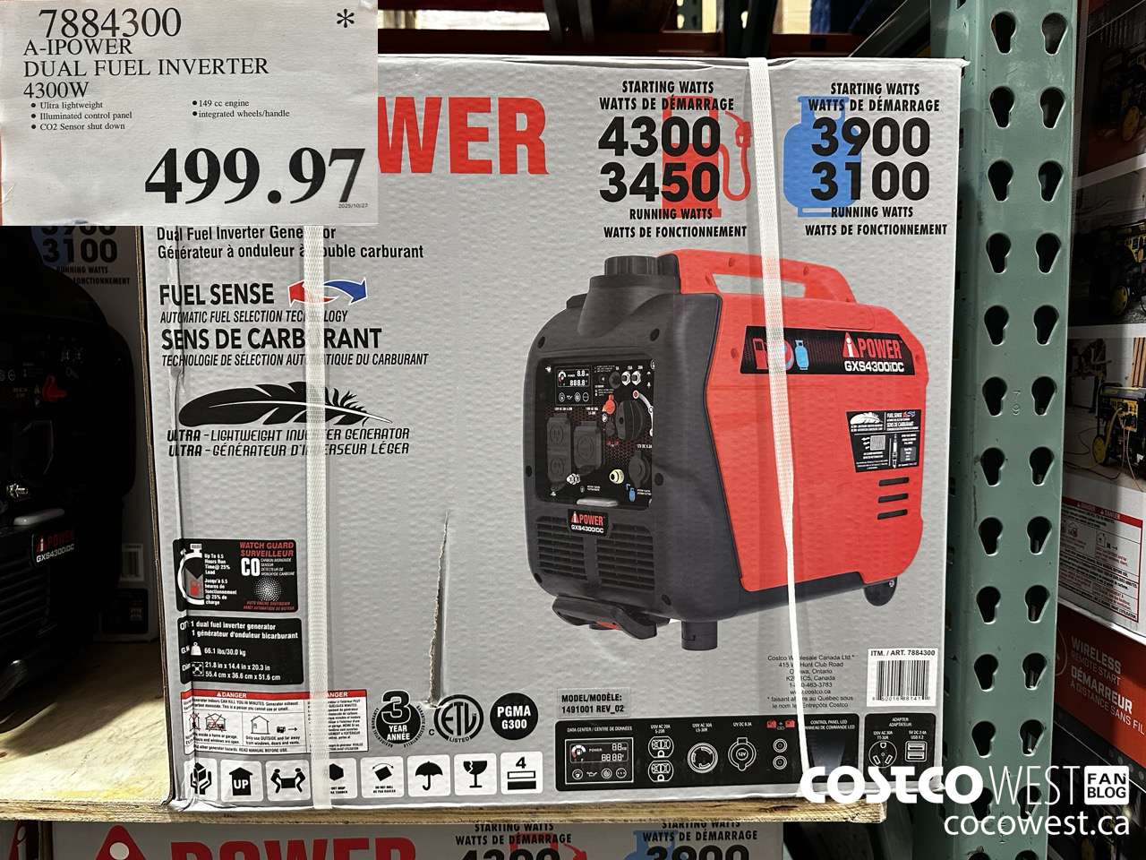 7884300 A-IPOWER DUAL FUEL INVERTER 4300W $499.97