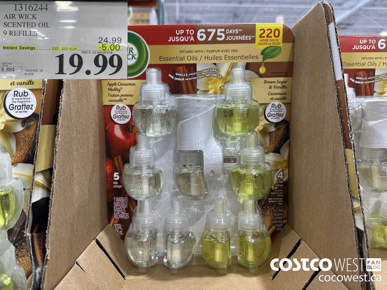 1316244 AIR WICK SCENTED OIL 9 REFILLS ($5.00 INSTANT SAVINGS EXPIRES ON 2025-10-26) $19.99