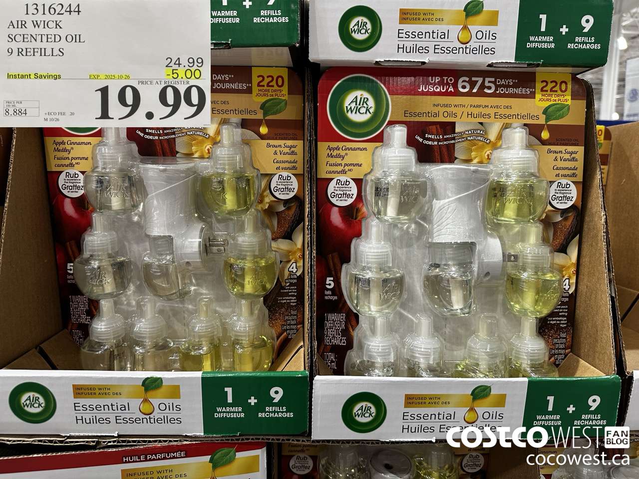 1316244 AIR WICK SCENTED OIL 9 REFILLS ($5.00 INSTANT SAVINGS EXPIRES ON 2025-10-26) $19.99