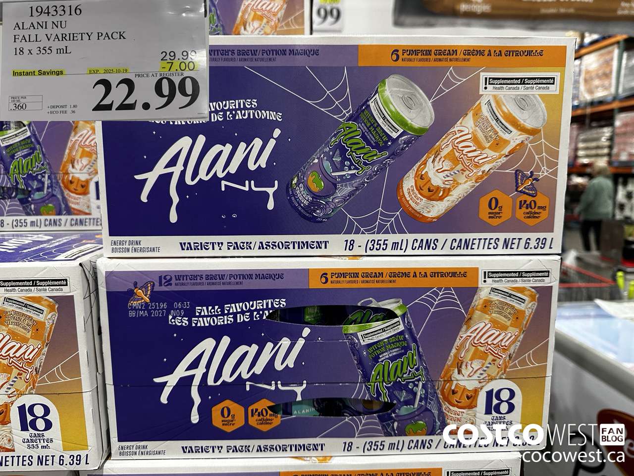 1943316 ALANI NU FALL VARIETY PACK 18 X 355ML ($7.00 INSTANT SAVINGS EXPIRES ON 2025-10-19) $22.99