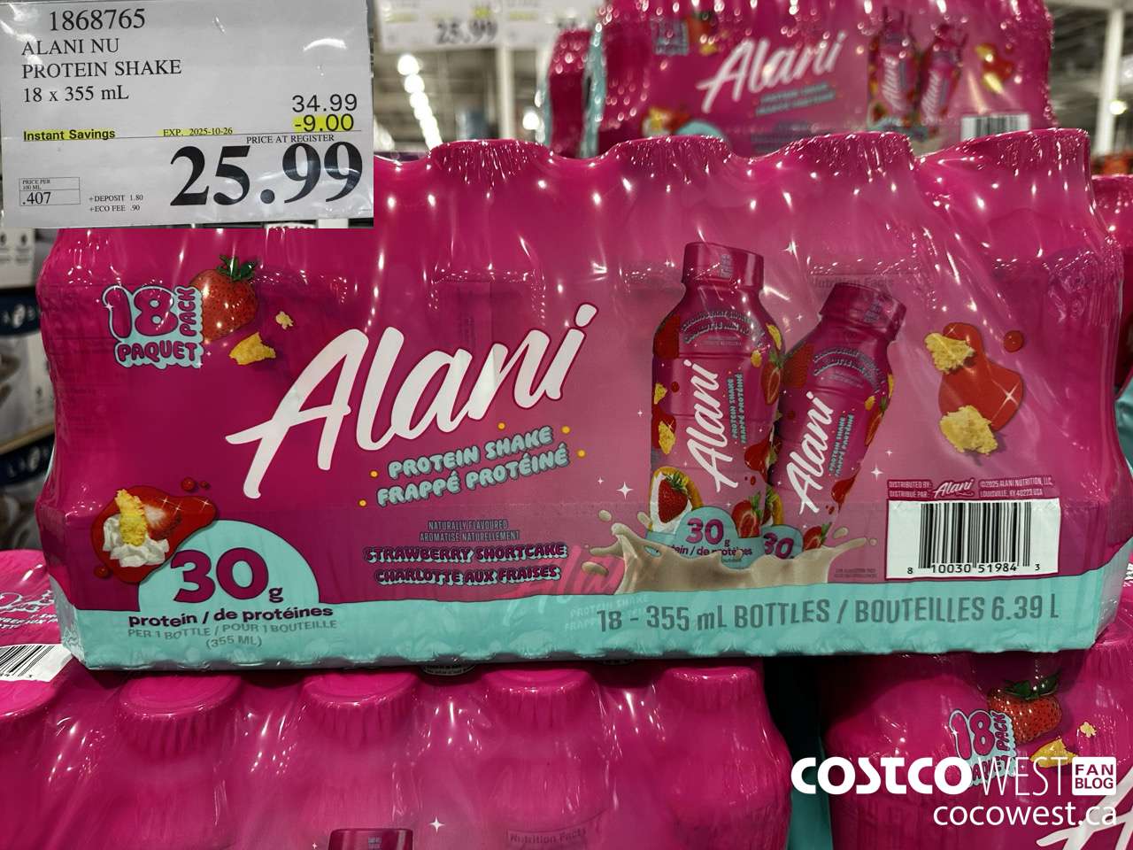 1868765 ALANI NU PROTEIN SHAKE 18 X 355ML ($9.00 INSTANT SAVINGS EXPIRES ON 2025-10-26) $25.99
