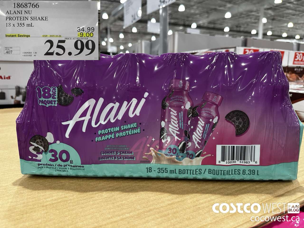 1868766 ALANI NU PROTEIN SHAKE 18 X 355ML ($9.00 INSTANT SAVINGS EXPIRES ON 2025-10-26) $25.99