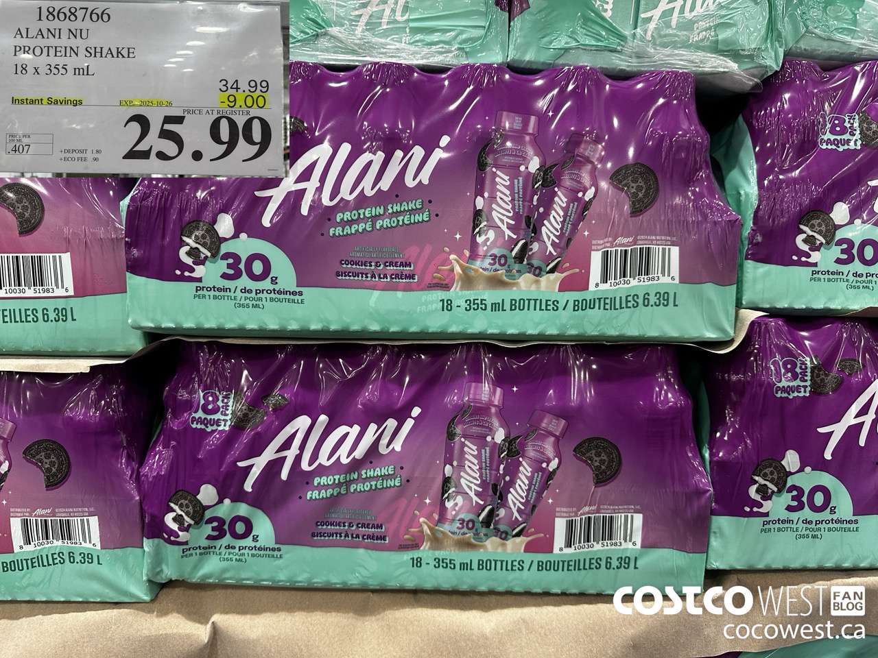1868766 ALANI NU PROTEIN SHAKE 18 X 355ML ($9.00 INSTANT SAVINGS EXPIRES ON 2025-10-26) $25.99