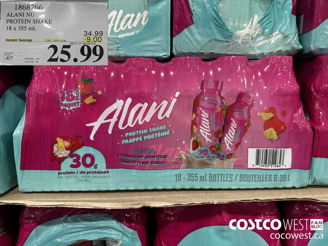 1868766 ALANI NU PROTEIN SHAKE 18 X 355ML ($9.00 INSTANT SAVINGS EXPIRES ON 2025-10-26) $25.99