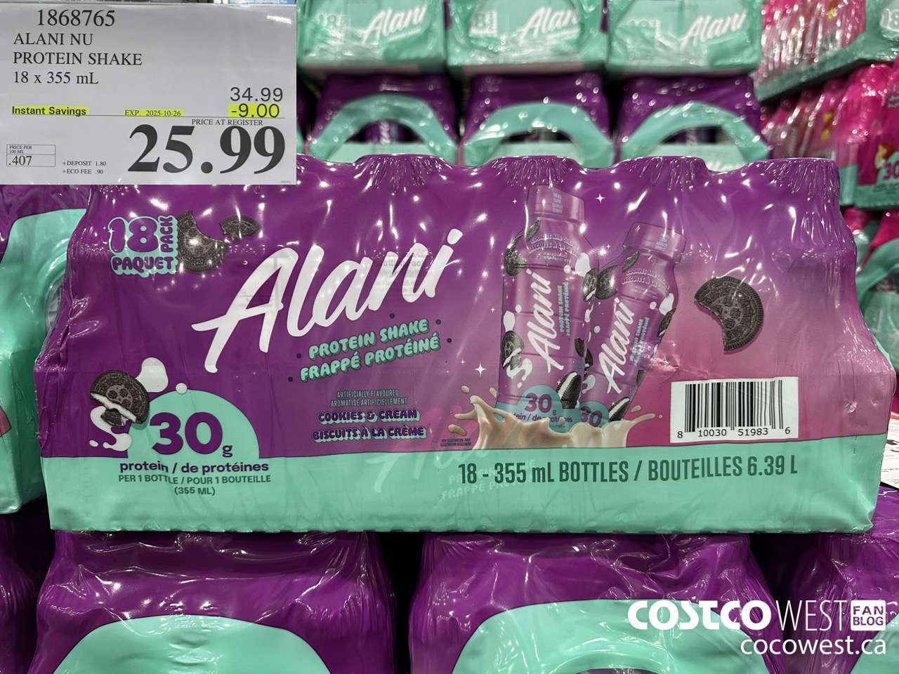 1868765 ALANI NU PROTEIN SHAKE 18 X 355ML ($9.00 INSTANT SAVINGS EXPIRES ON 2025-10-26) $25.99