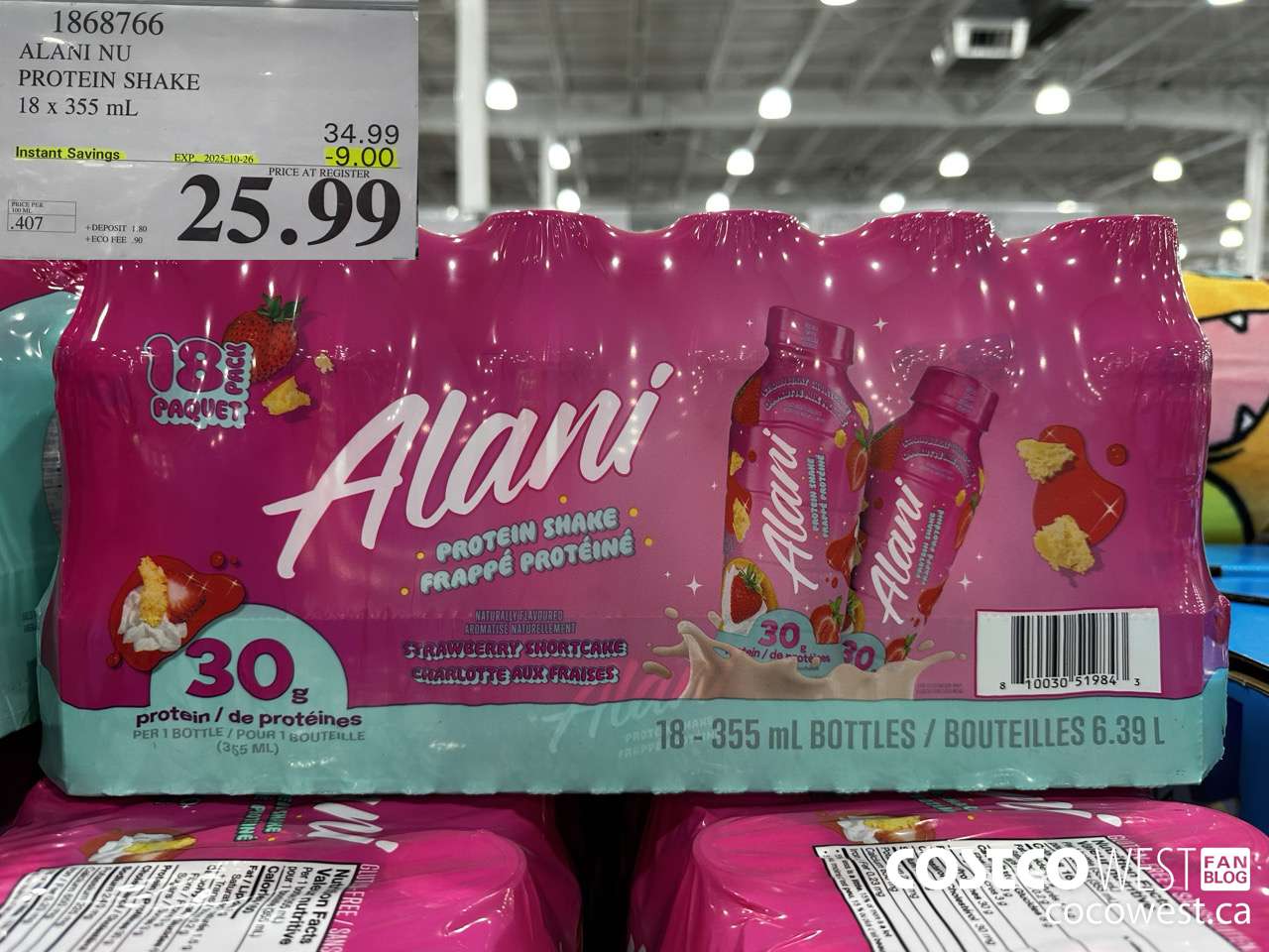 1868766 ALANI NU PROTEIN SHAKE 18 X 355ML ($9.00 INSTANT SAVINGS EXPIRES ON 2025-10-26) $25.99
