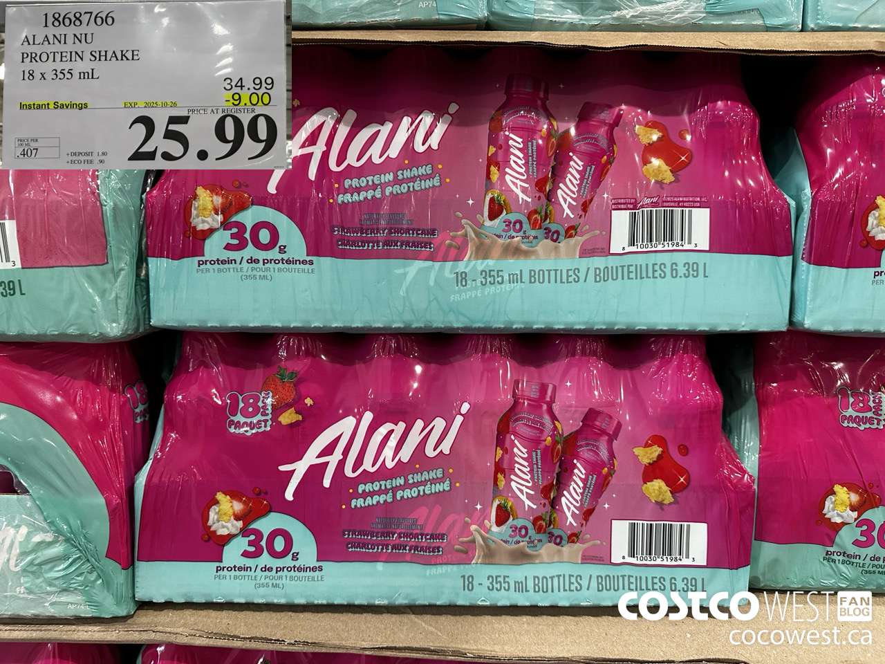 1868766 ALANI NU PROTEIN SHAKE 18 X 355ML ($9.00 INSTANT SAVINGS EXPIRES ON 2025-10-26) $25.99