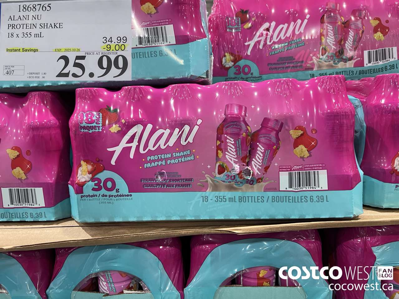 1868765 ALANI NU PROTEIN SHAKE 18 X 355ML ($9.00 INSTANT SAVINGS EXPIRES ON 2025-10-26) $25.99