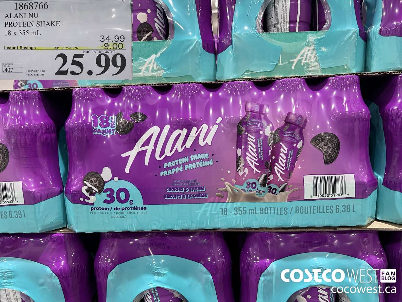 1868766 ALANI NU PROTEIN SHAKE 18 X 355ML ($9.00 INSTANT SAVINGS EXPIRES ON 2025-10-26) $25.99