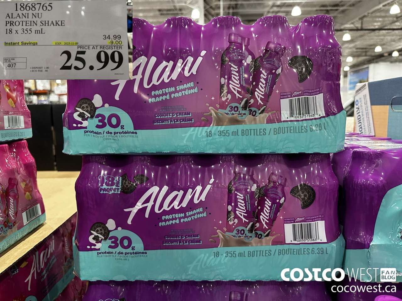 1868765 ALANI NU PROTEIN SHAKE 18 X 355ML ($9.00 INSTANT SAVINGS EXPIRES ON 2025-11-09) $25.99