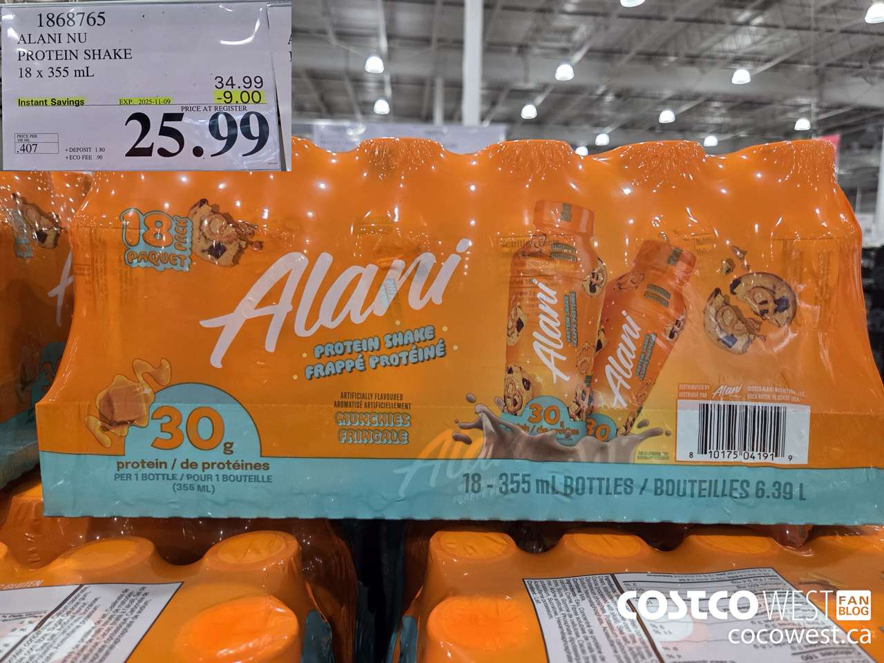 1868765 ALANI NU PROTEIN SHAKE 18 X 355ML ($9.00 INSTANT SAVINGS EXPIRES ON 2025-11-09) $25.99
