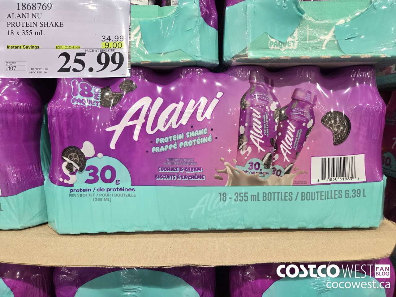 1868769 ALANI NU PROTEIN SHAKE 18 X 355ML ($9.00 INSTANT SAVINGS EXPIRES ON 2025-11-09) $25.99