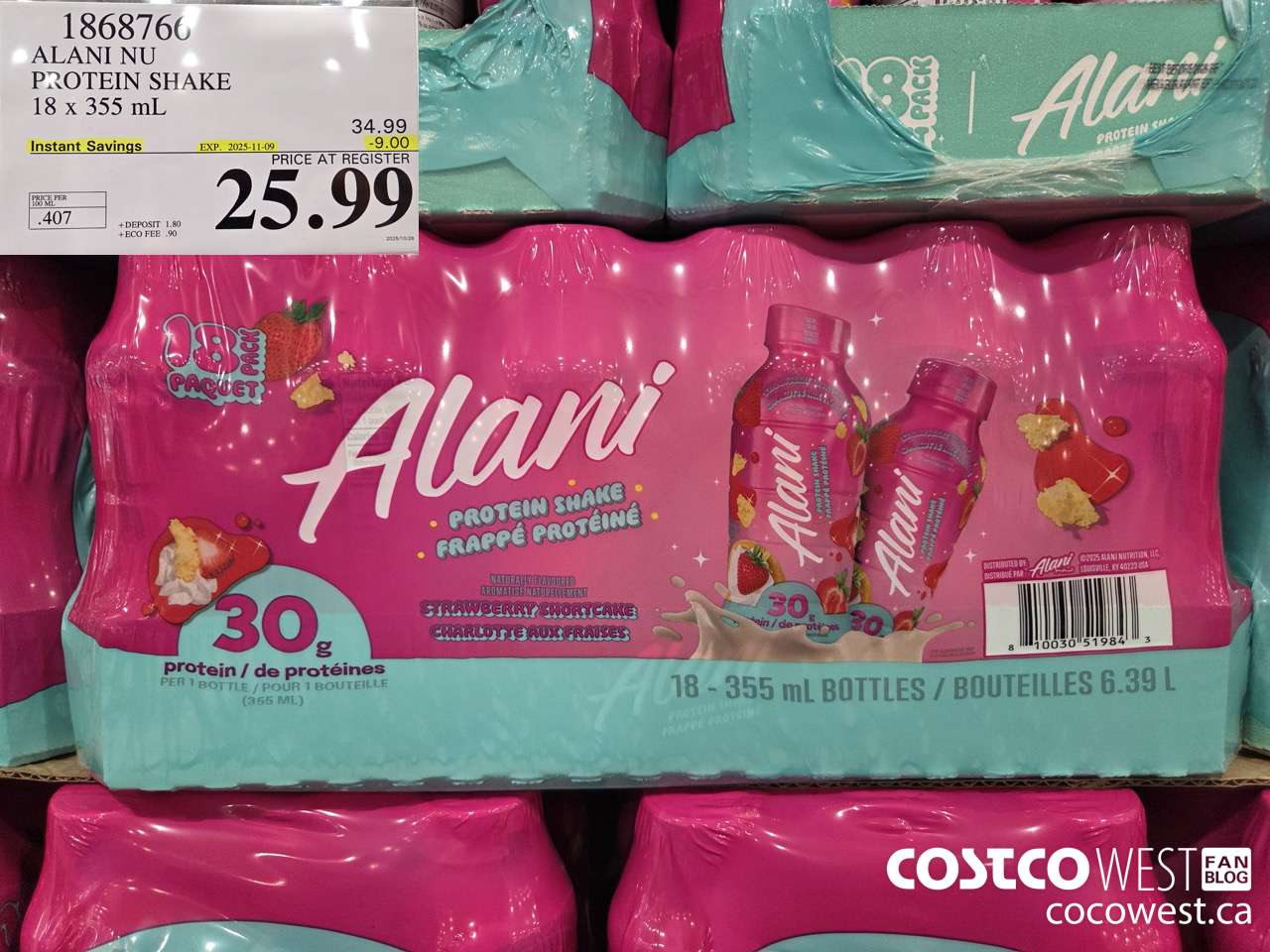 1868766 ALANI NU PROTEIN SHAKE 18 X 355ML ($9.00 INSTANT SAVINGS EXPIRES ON 2025-11-09) $25.99