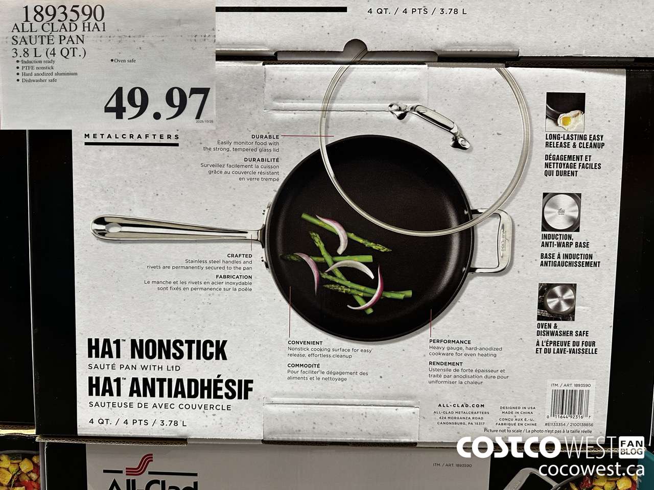 1893590 ALL CLAD HA1 SAUTE PAN 3.8L (4QT) $49.97