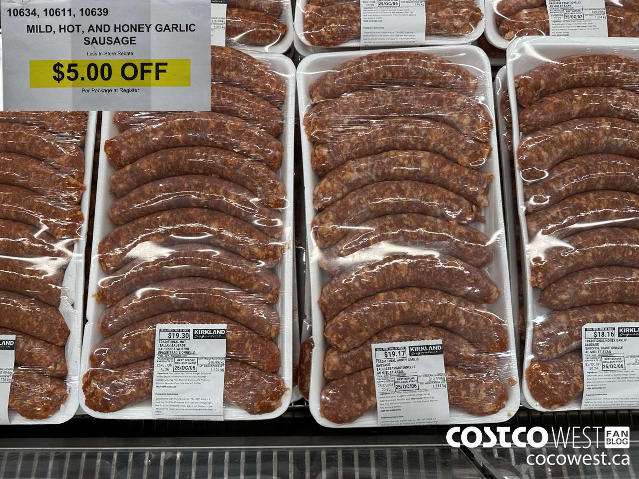 10634 (ALSO 10611 AND 10639) MILD (HOT AND HONEY GARLIC) SAUSAGE $10.99