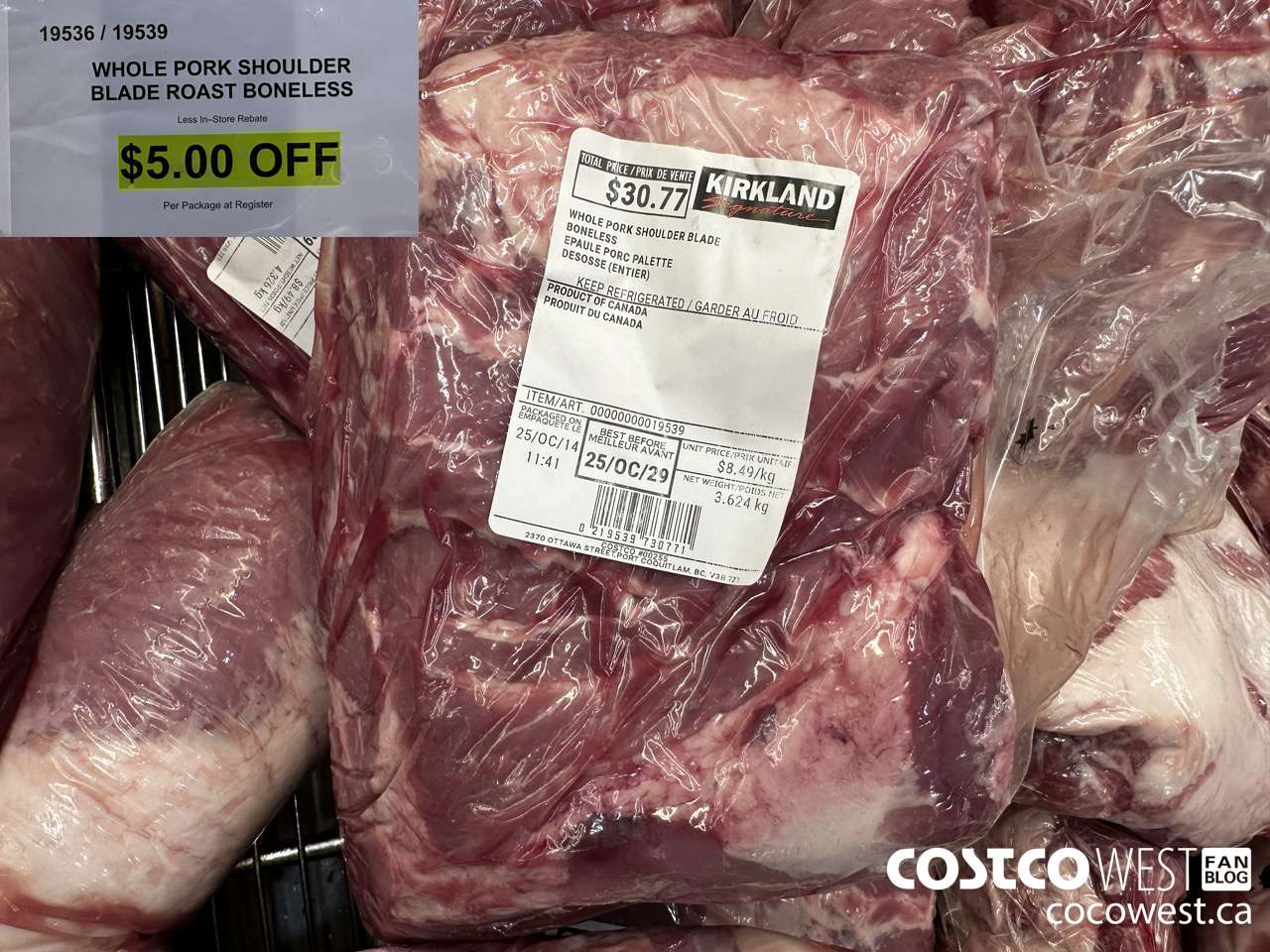 19536 (ALSO 19539) WHOLE PORK SHOULDER BLADE BONELESS ($5.00 INSTANT SAVINGS)