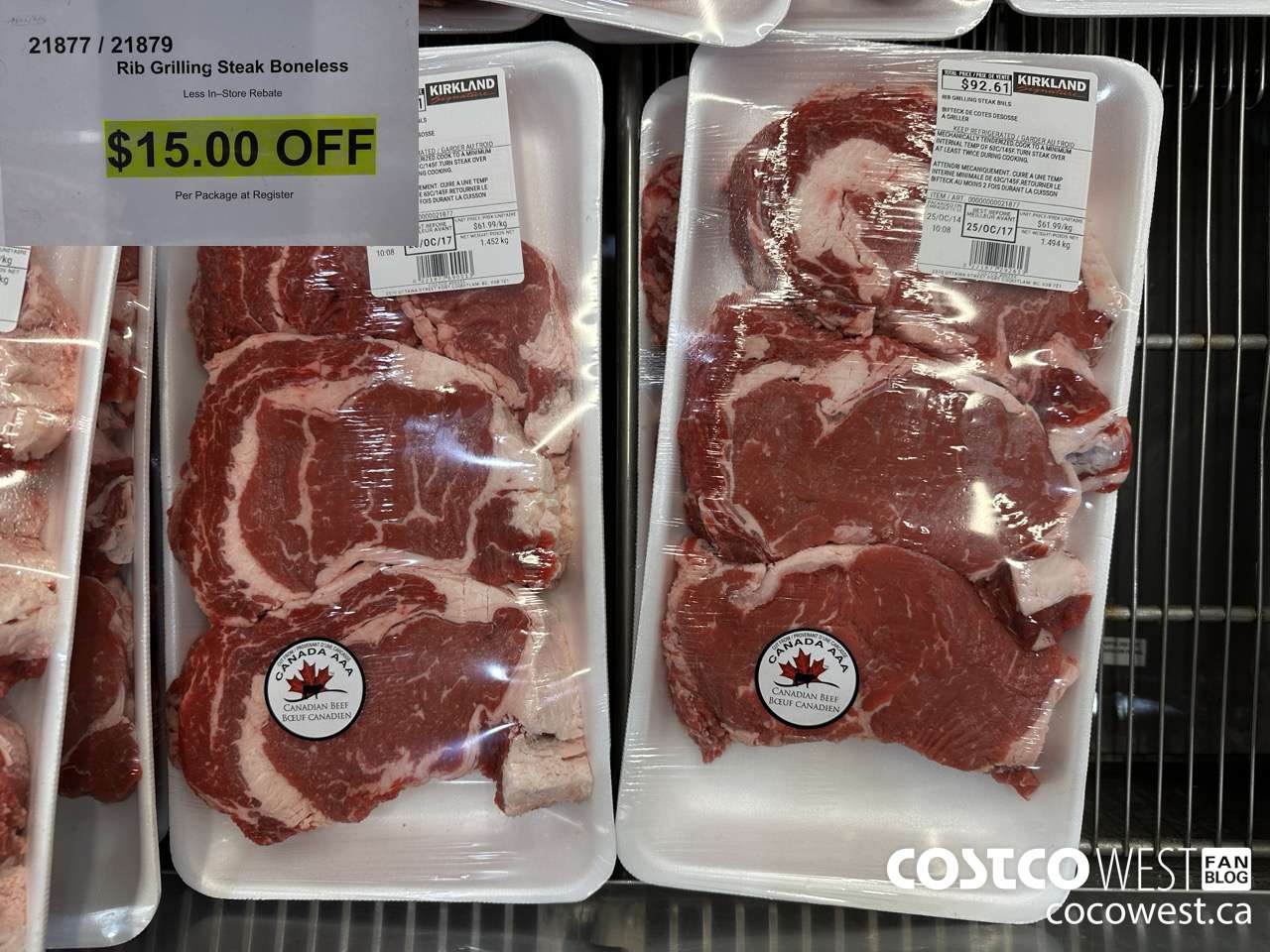 21877 (ALSO 21879) RIB GRILLING STEAK BONELESS ($15.00 INSTANT SAVINGS)
