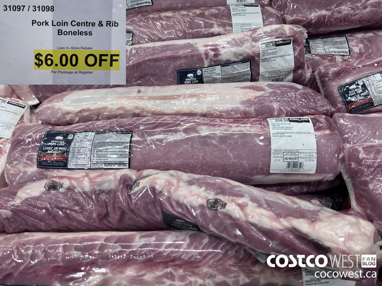 31097 (ALSO 31098) PORK LOIN CENTRE & RIB BONELESS ($6.00 INSTANT SAVINGS)