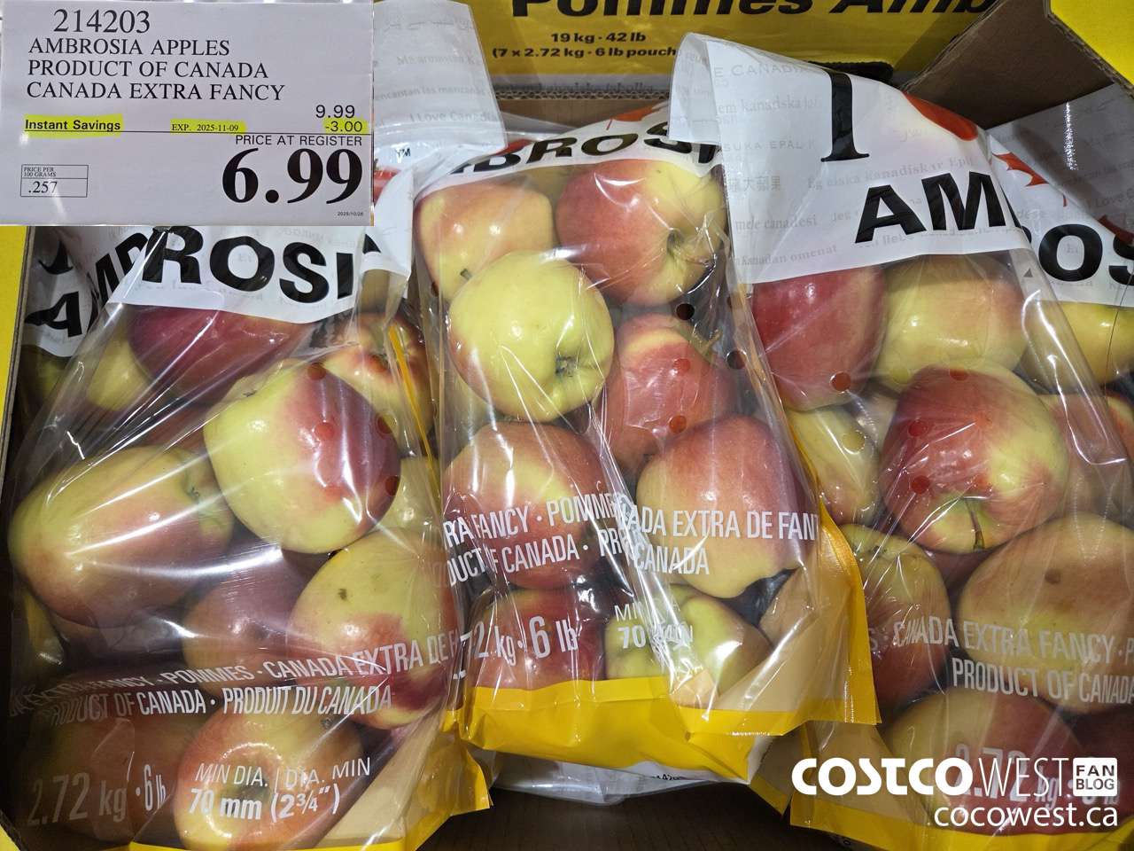 214203 AMBROSIA APPLES PRODUCT OF CANADA CANADA EXTRA FANCY ($3.00 INSTANT SAVINGS EXPIRES ON 2025-11-09) $6.99