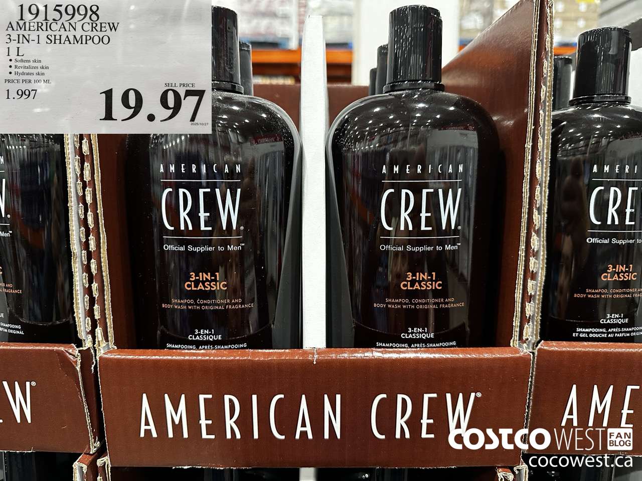 1915998 AMERICAN CREW 3-IN-1 SHAMPOO 1L $19.97