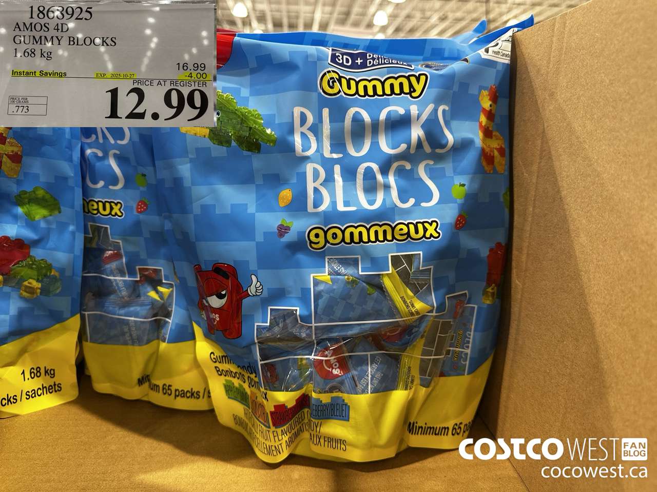 1868925 AMOS 4D GUMMY BLOCKS 1.68KG ($4.00 INSTANT SAVINGS EXPIRES ON 2025-10-27) $12.99