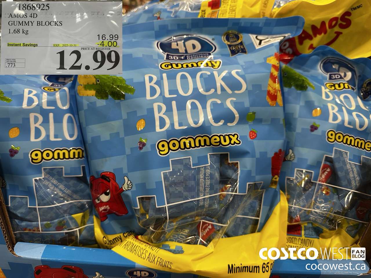 1868925 AMOS 4D GUMMY BLOCKS 1.68KG ($4.00 INSTANT SAVINGS EXPIRES ON 2025-10-31) $12.99