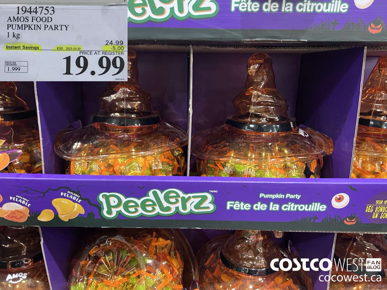 1944753 AMOS FOOD PUMPKIN PARTY 1KG ($5.00 INSTANT SAVINGS EXPIRES ON 2025-10-20) $19.99