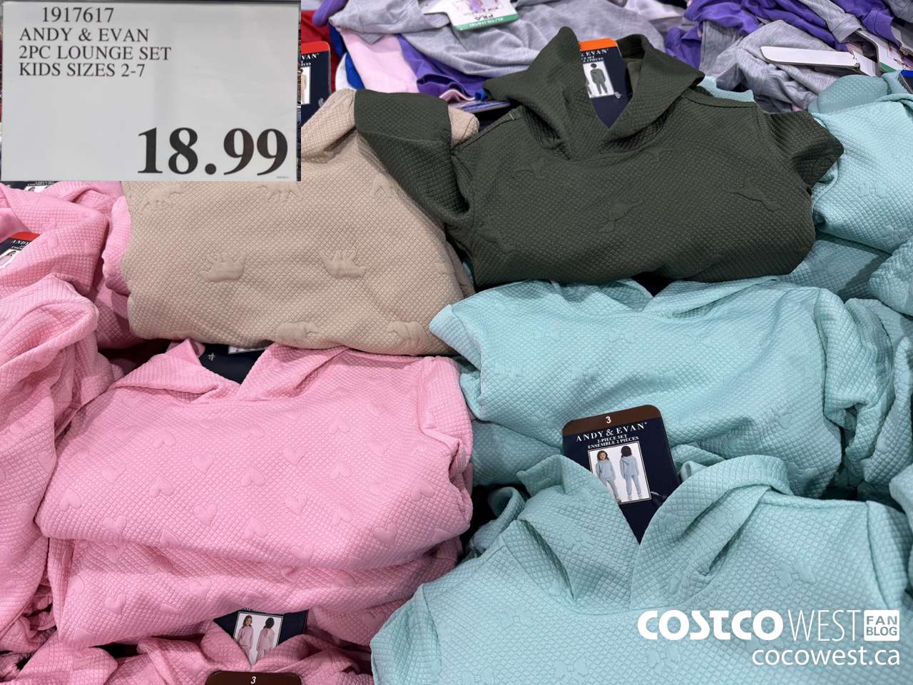 1917617 ANDY & EVAN 2PC LOUNGE SET KIDS SIZES 2-7 $18.99