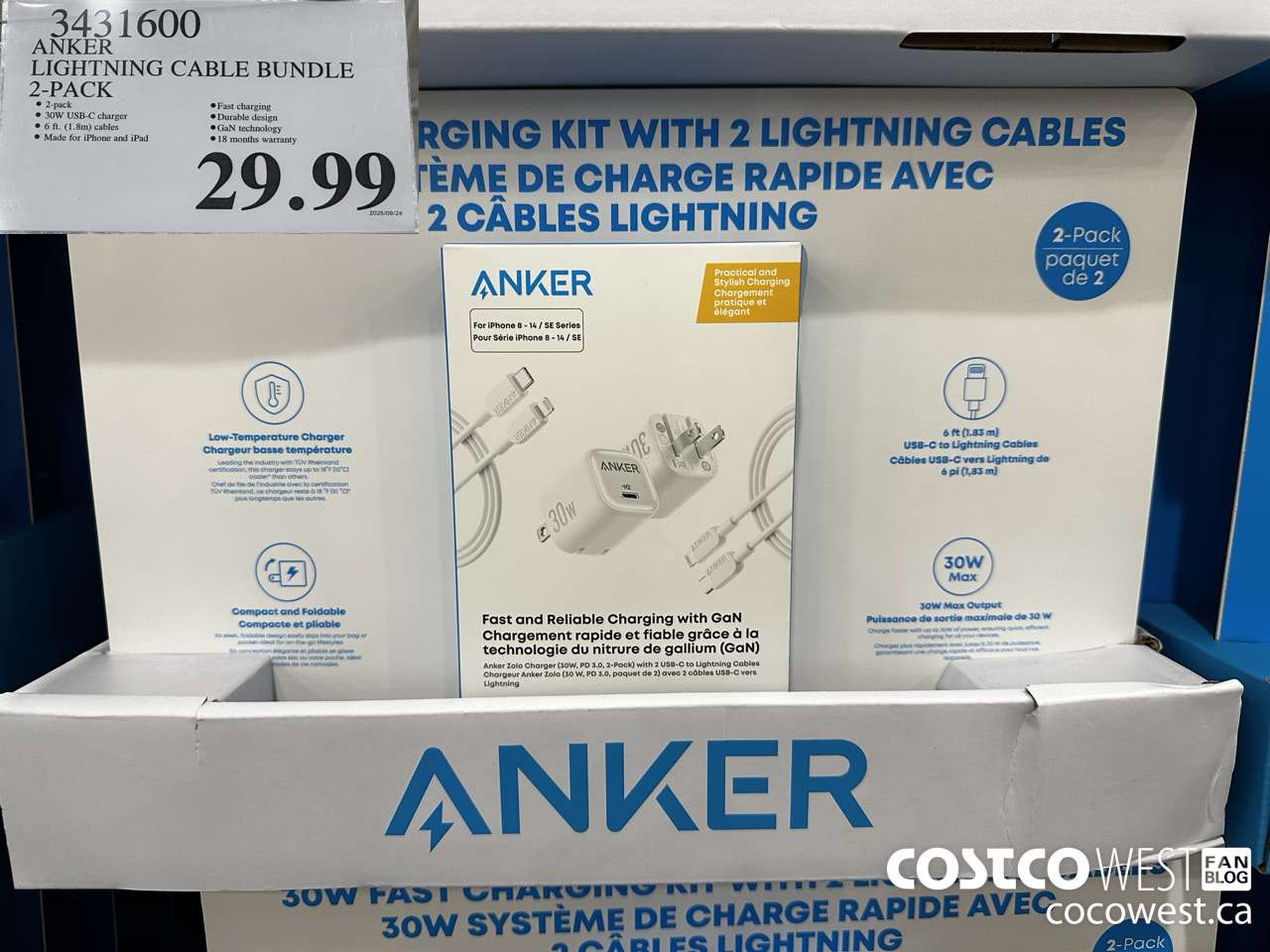 3431600 ANKER LIGHTNING CABLE BUNDLE 2 PACK $29.99