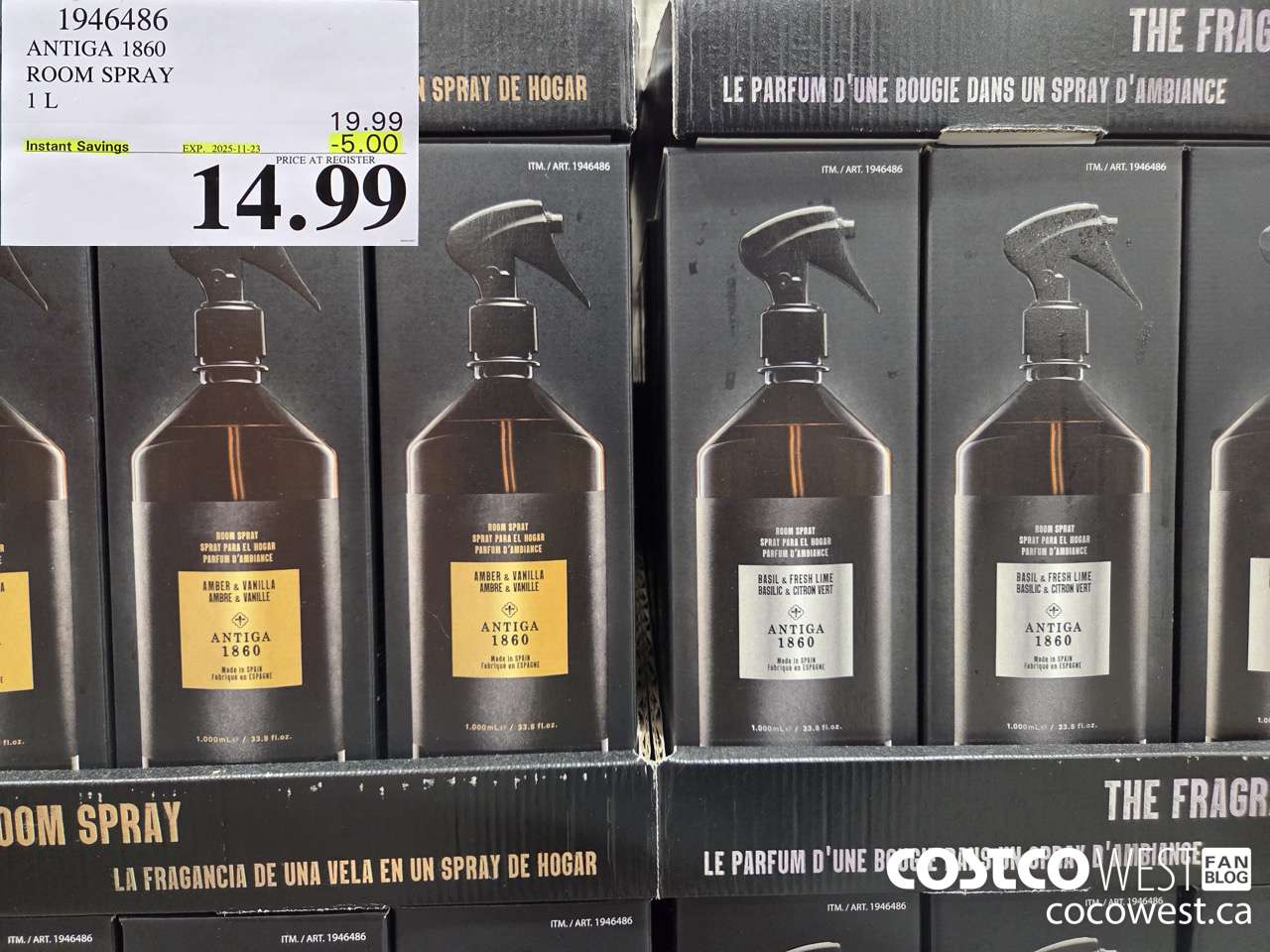 1946486 ANTIGA 1850 ROOM SPRAY 1L ($5.00 INSTANT SAVINGS EXPIRES ON 2025-11-23) $14.99