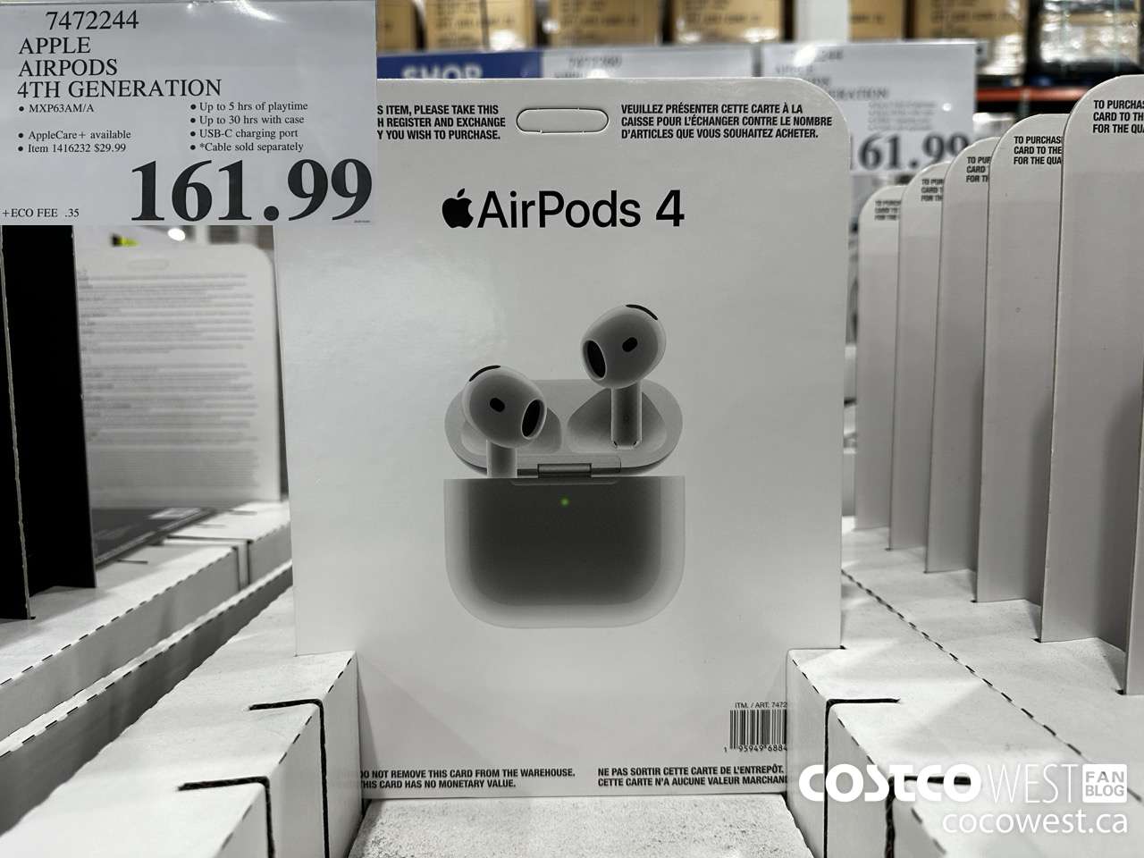 7472244 APPLE AIRPODS 4TH GENERATION $161.99