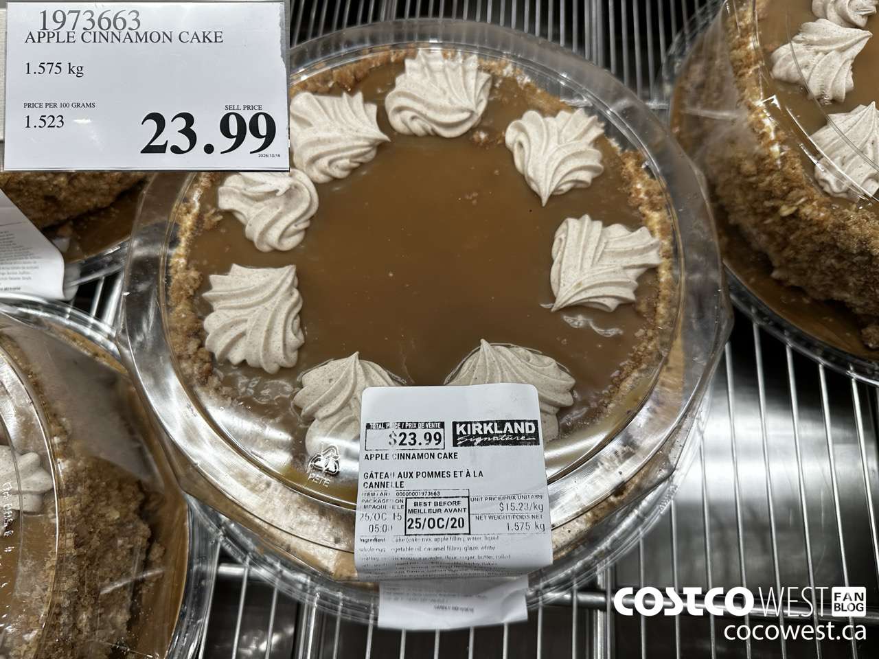 1973663 APPLE CINNAMON CAKE 1.575KG $23.99