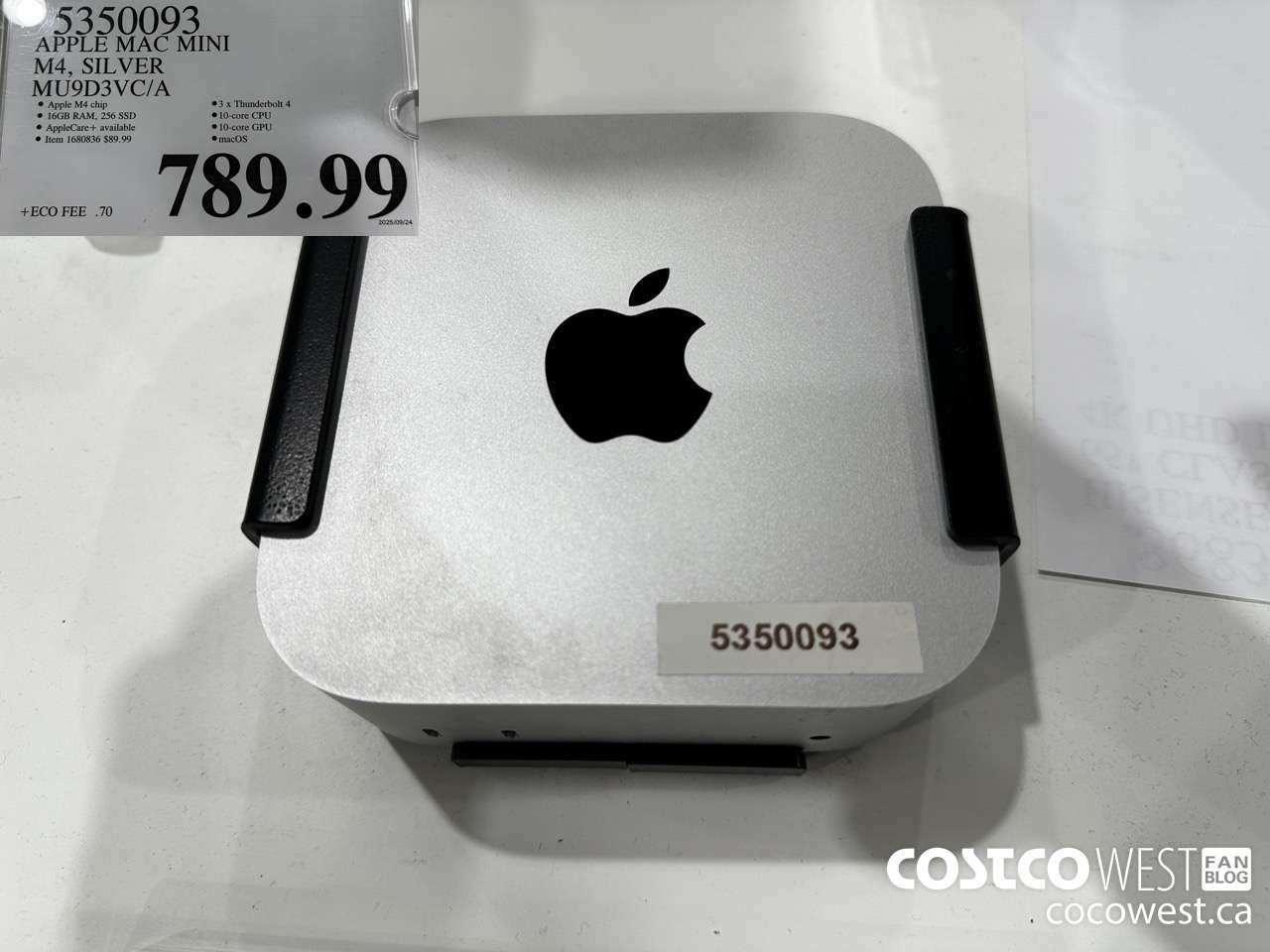 5350093 APPLE MAC MINI M4 SILVER MU9D3VC/A $789.99