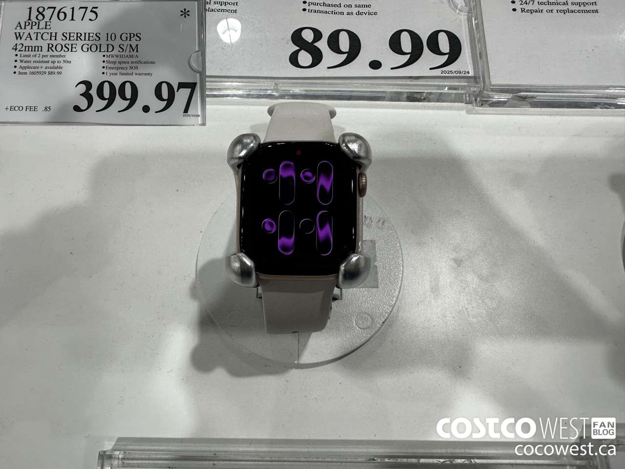 1876175 APPLE WATCH SERIES 10 GPS 42MM ROSE GOLD S/M $399.97