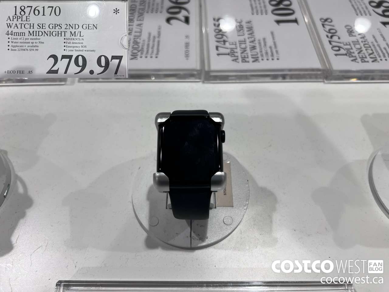 1876170 APPLE WATCH SE GPS 2ND GEN 44MM MIDNIGHT M/L $279.97