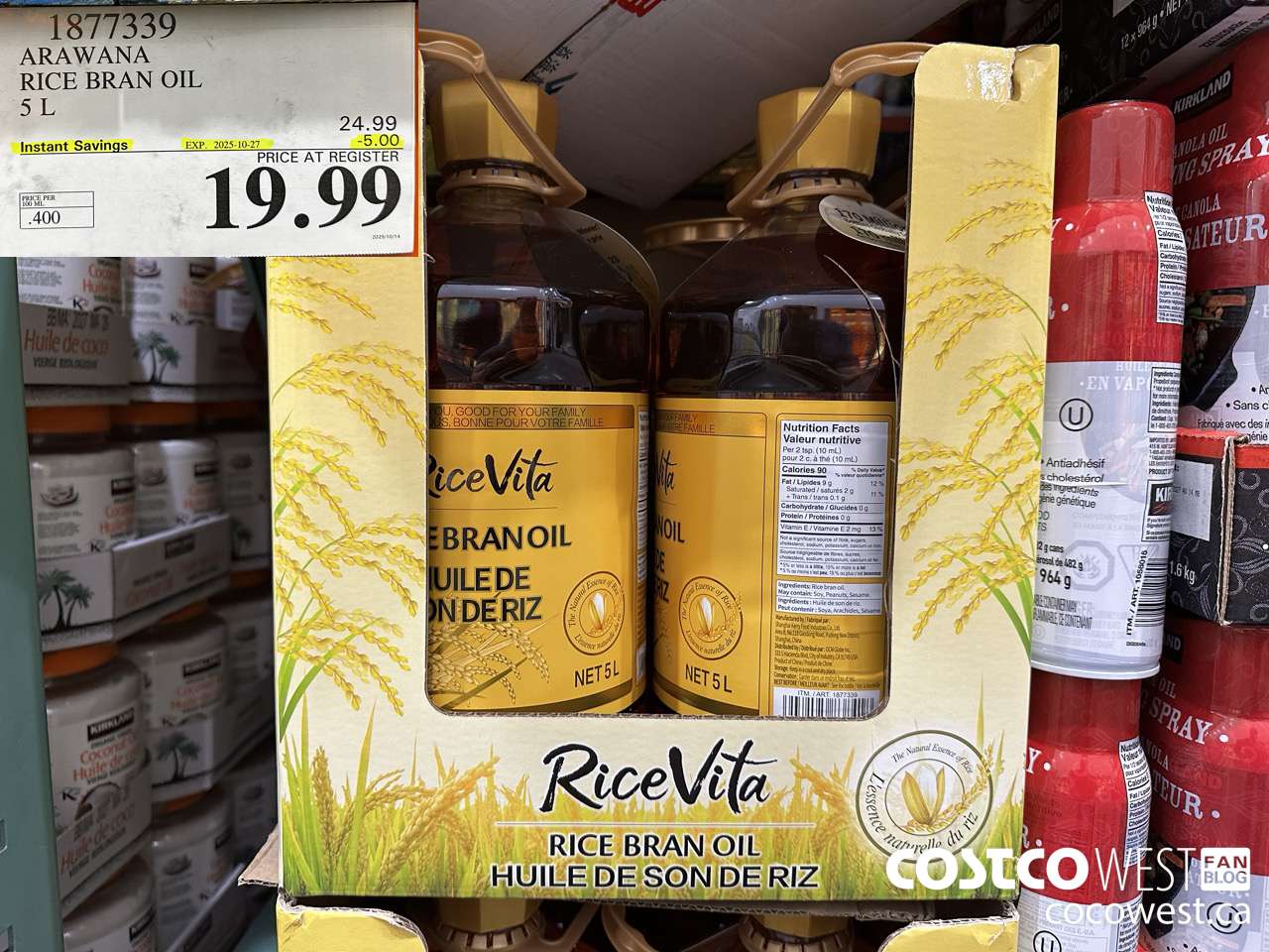 1877339 ARAWANA RICE BRAN OIL 5L ($5.00 INSTANT SAVINGS EXPIRES ON 2025-10-27) $19.99
