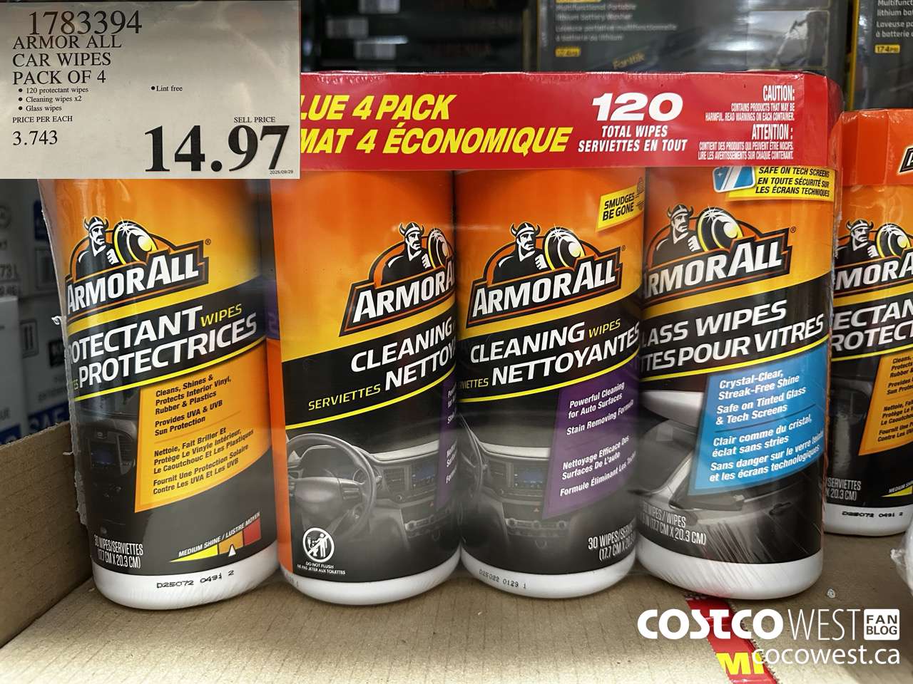 1783394 ARMOR ALL VALUE PACK WIPES 4 PACKS OF 30 $14.97