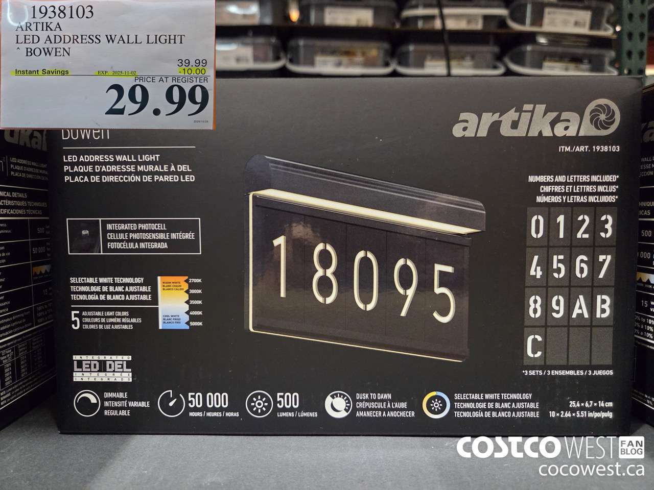 1938103 ARTIKA LED ADDRESS WALL LIGHT BOWEN ($10.00 INSTANT SAVINGS EXPIRES ON 2025-11-02) $29.99