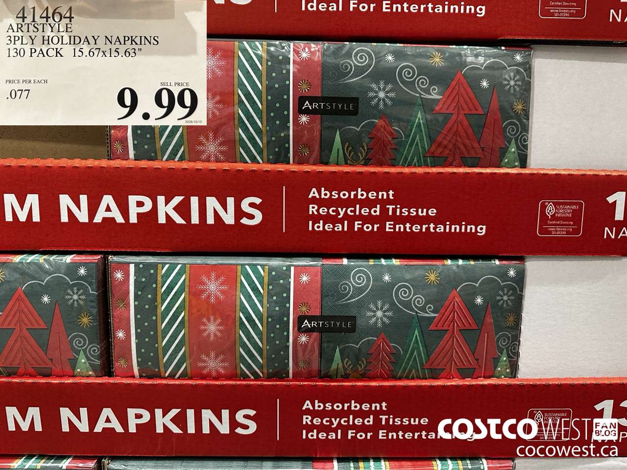 41464 ARTSTYLE 3PLY HOLIDAY NAPKINS 130 PACK 15.67x15.63